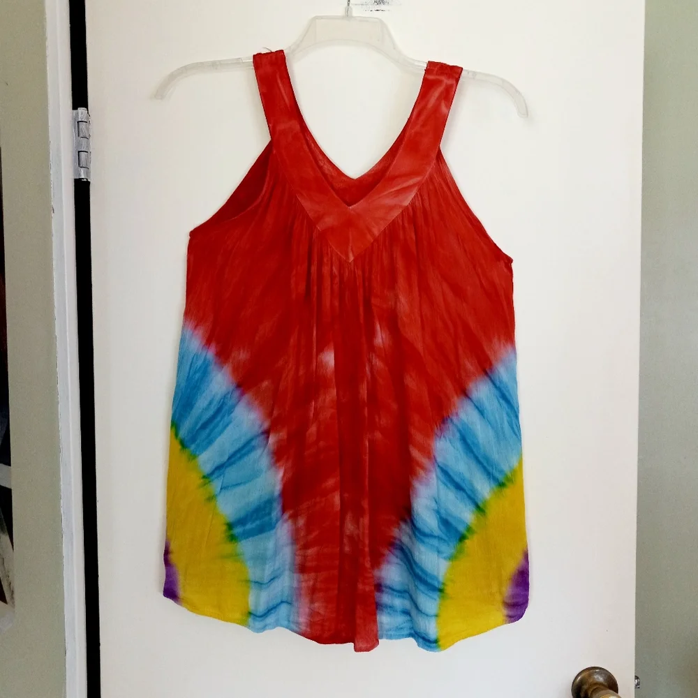 Colors of India free size tank tunic tie dye print